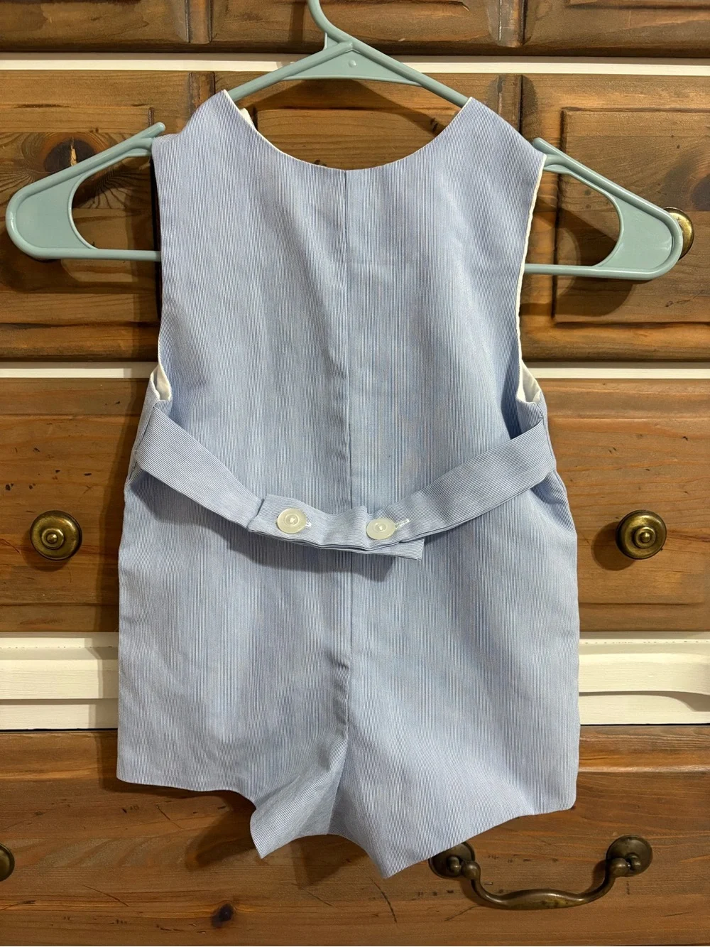 Kelly’s Kids Vintage Light Blue Boys' Bunny Appliqué Shortalls